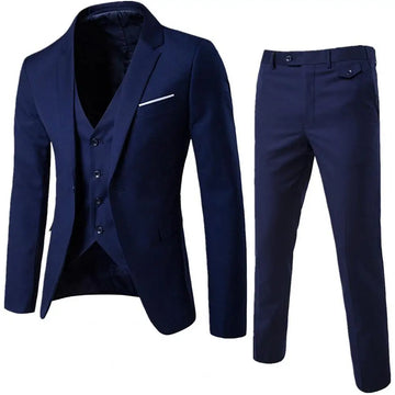 Riolio suit fashion 3pcs Suit Men Slim Formal Suit Solid Color Blazer Vest Pants Set 3 Piece Mens Suit Business Suit costume homme костюм мужской